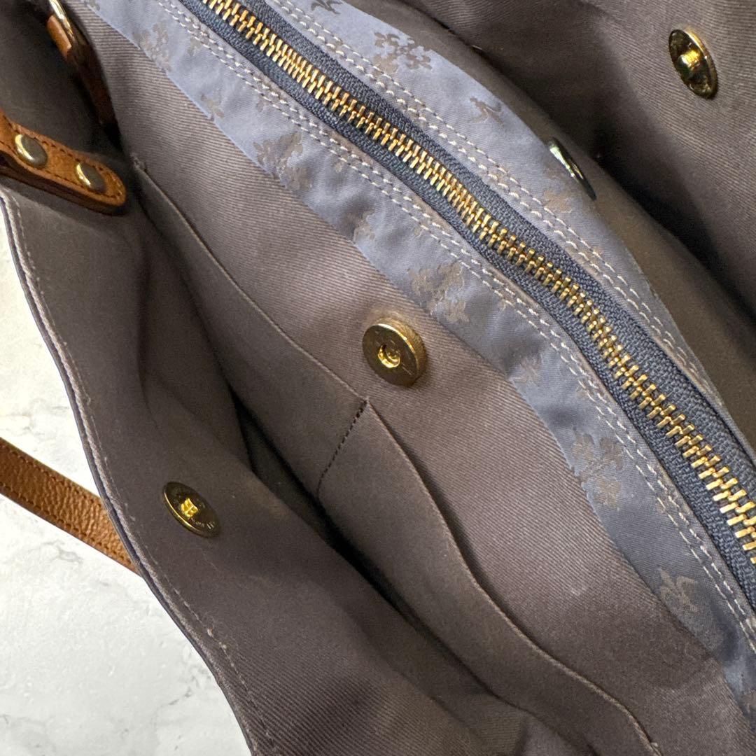 ほぼ未使用品russet ラシット ナイロン×本革 レザートートバッグ ネイビー