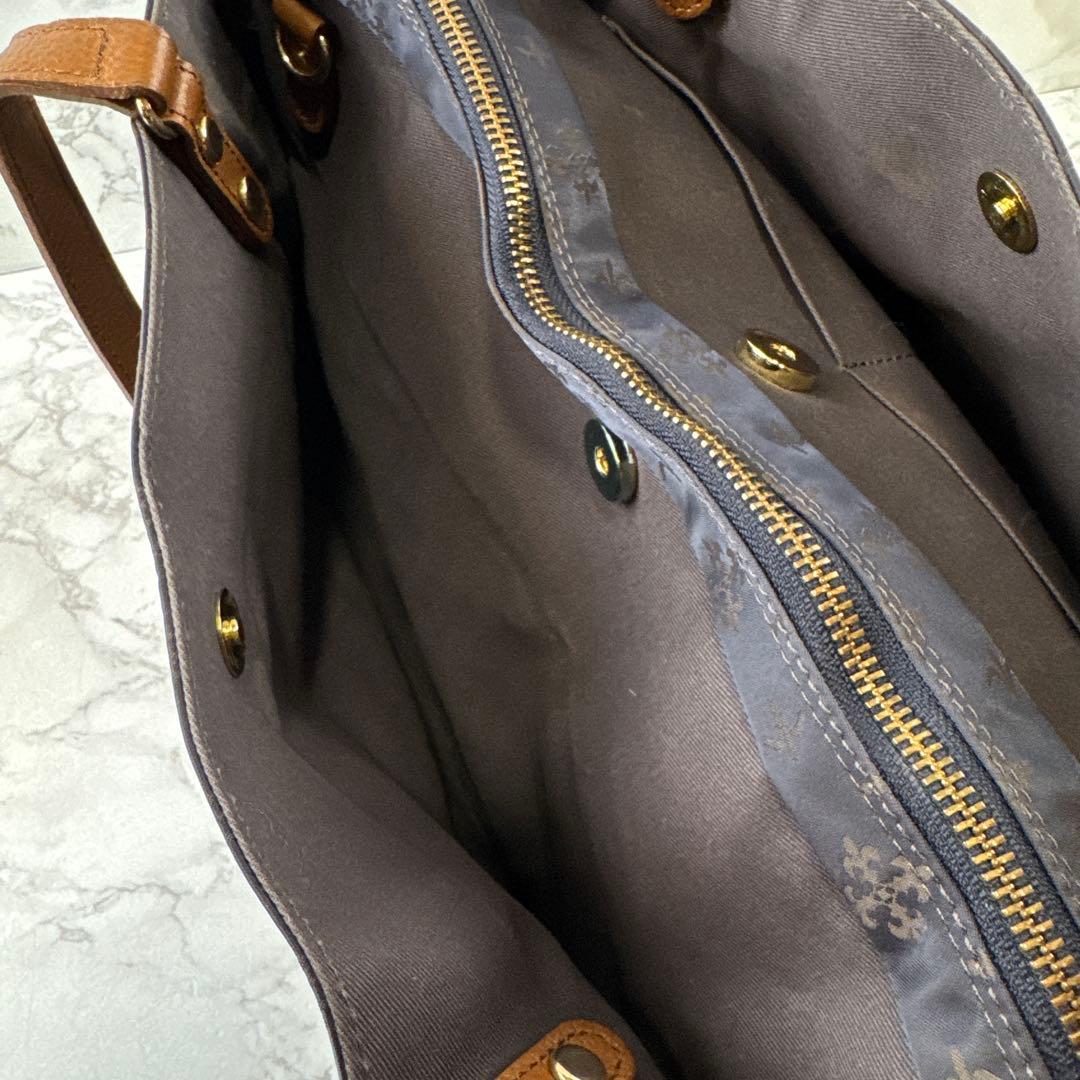 ほぼ未使用品russet ラシット ナイロン×本革 レザートートバッグ ネイビー