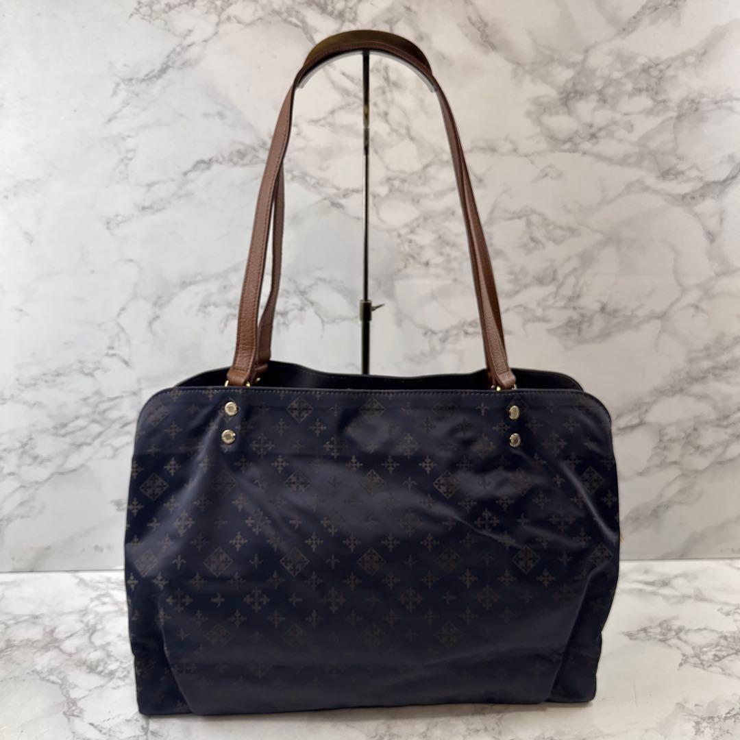 ほぼ未使用品russet ラシット ナイロン×本革 レザートートバッグ ネイビー