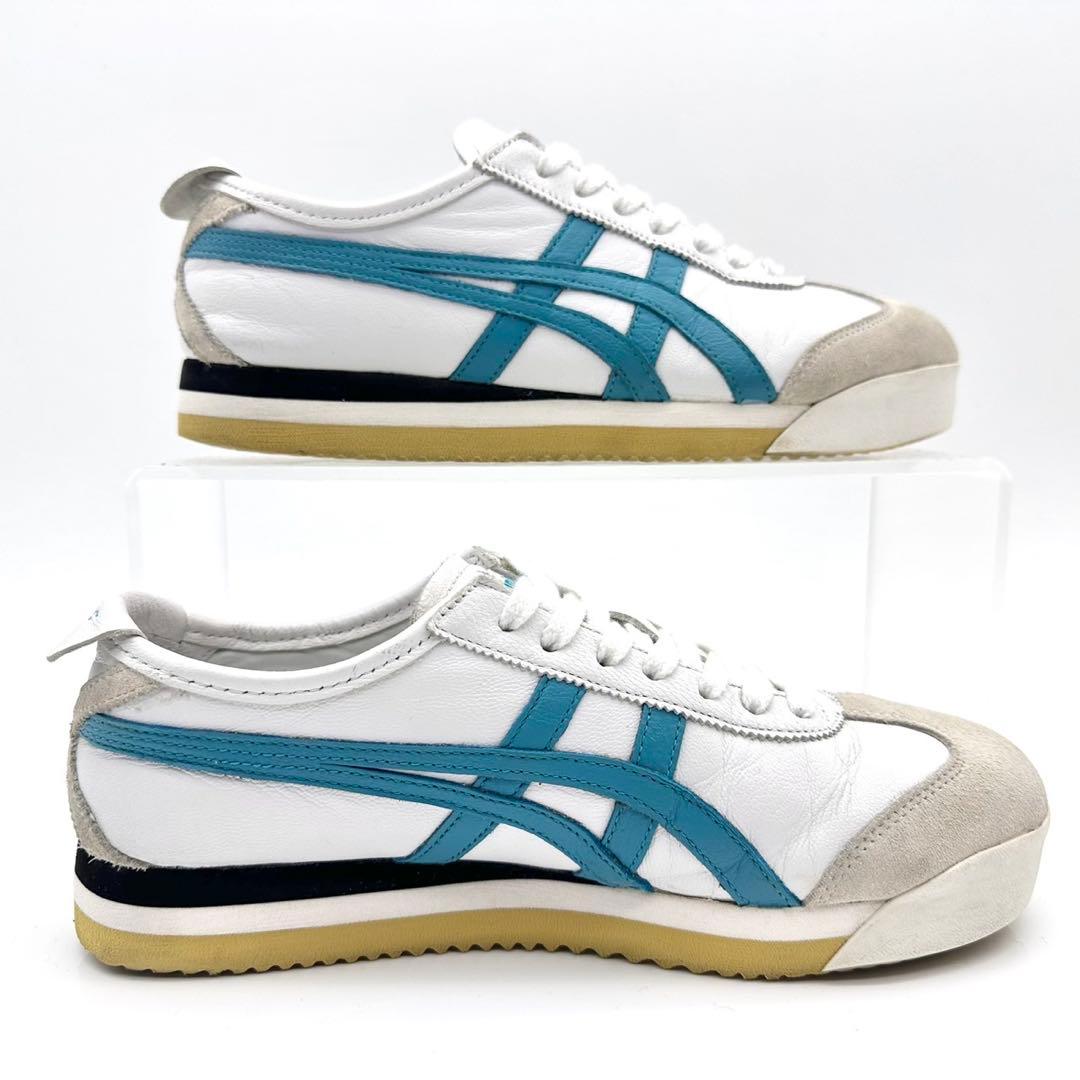 オニツカタイガー メキシコ66 SD ホワイト ティールブルー レザー 厚底