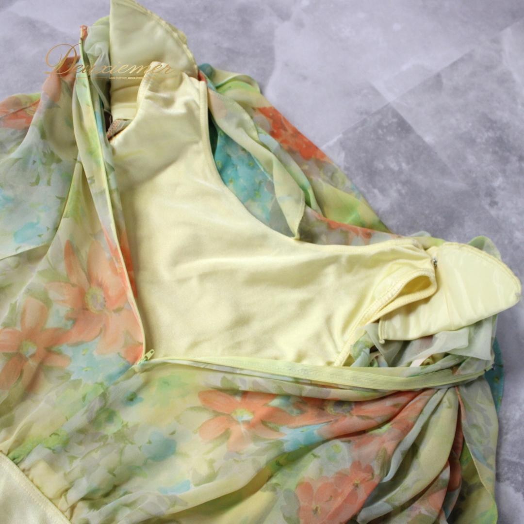 【日本製社交ダンス衣装】上下セット Chacott UNA 黄色 フェミニン