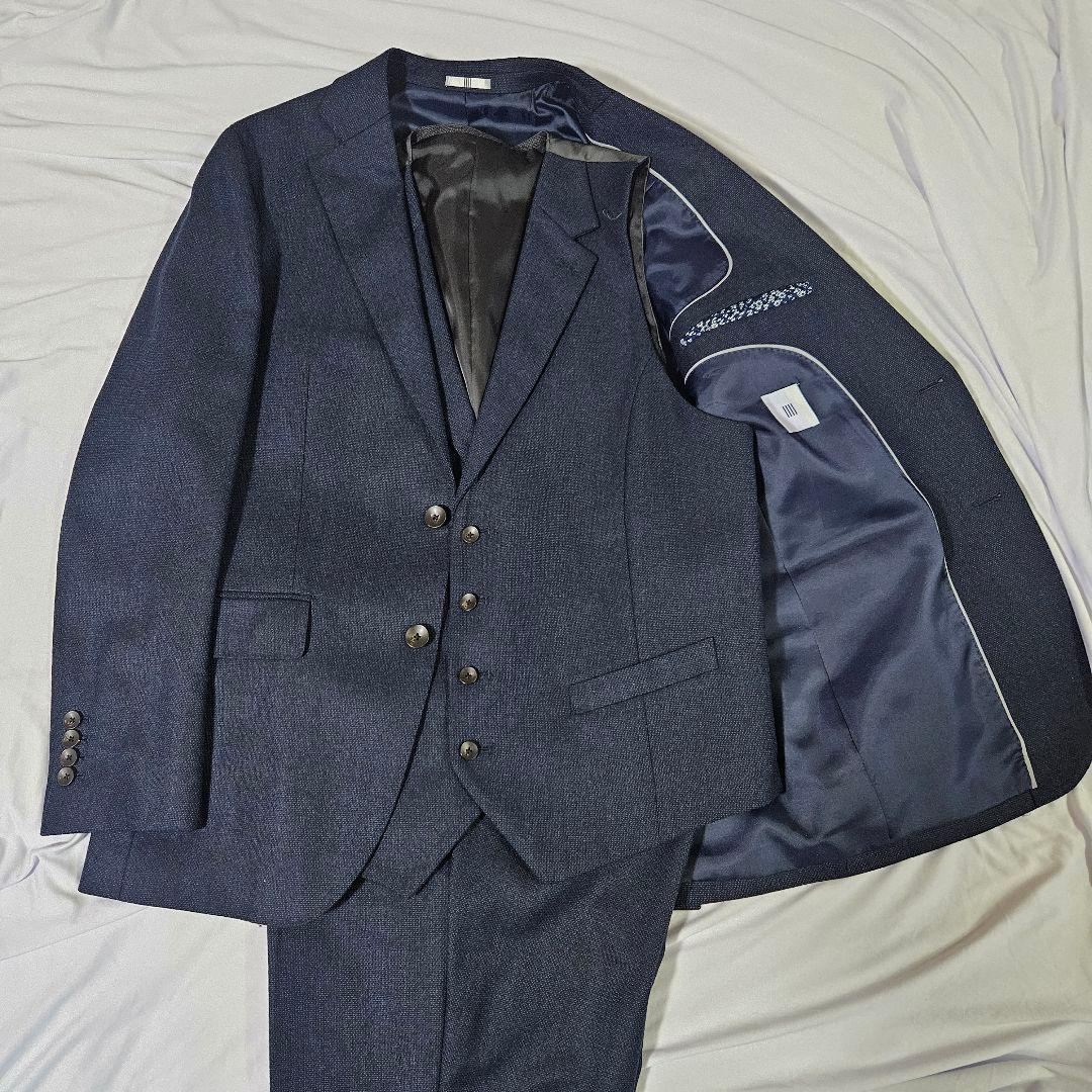 ❇️極美品❇️SUIT SELECT ネイビー 3ピーススーツ XL
