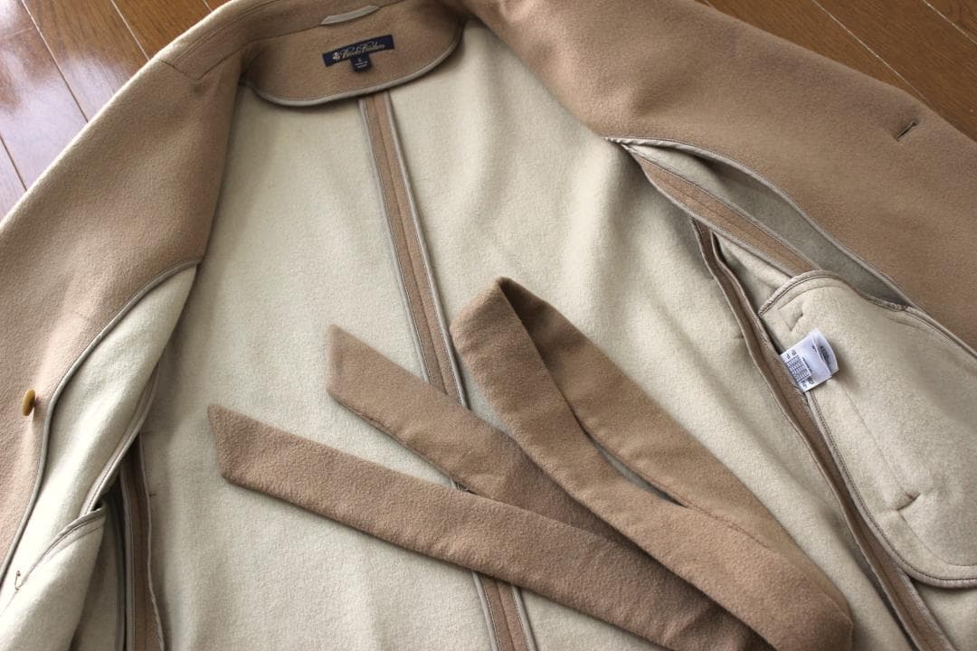 【美品】ブルックスブラザーズ ガウンコート 6 ベージュ カシミヤ混 9〜11号