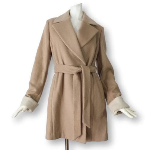 【美品】ブルックスブラザーズ ガウンコート 6 ベージュ カシミヤ混 9〜11号