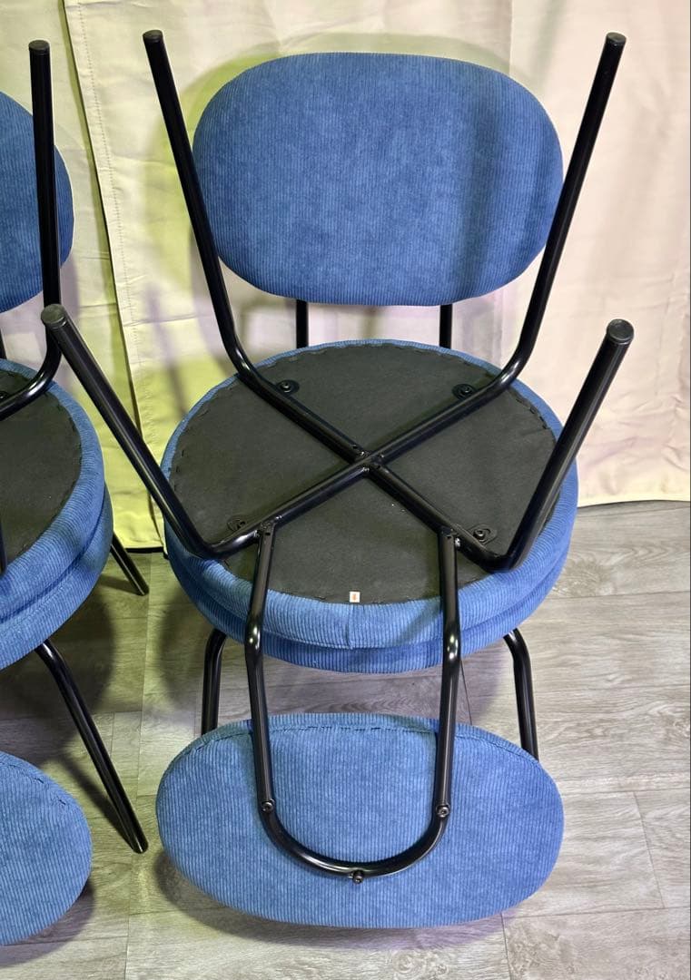 期間限定 ! 新品 ダイニングチェア 椅子 インテリア 4脚セット ブルー