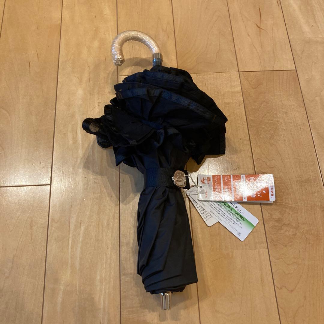 ビューランス　日傘　コットンフリル　ブラック