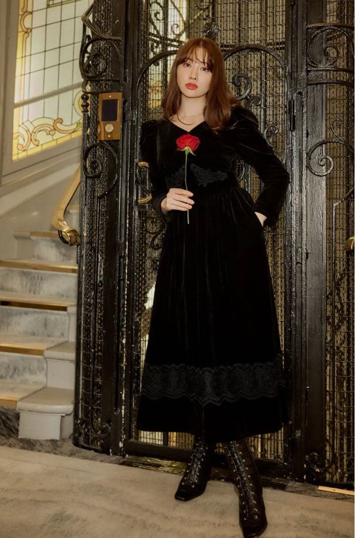 【新品未使用】♡ Velour Long Dress ホリデーワンピ♡