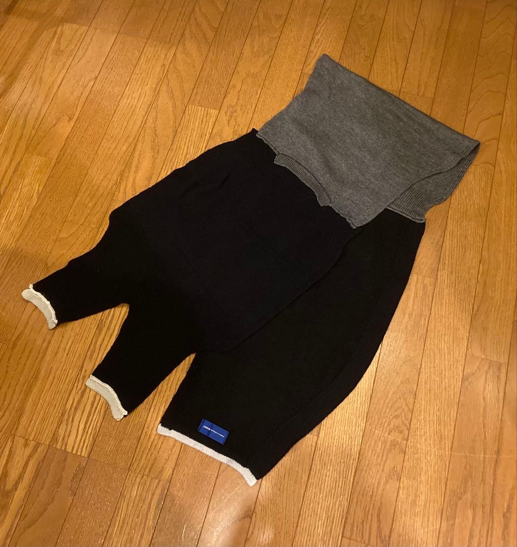 コムデギャルソンシャツ　ニットベスト再構築マフラー　紺×グレー　日本製