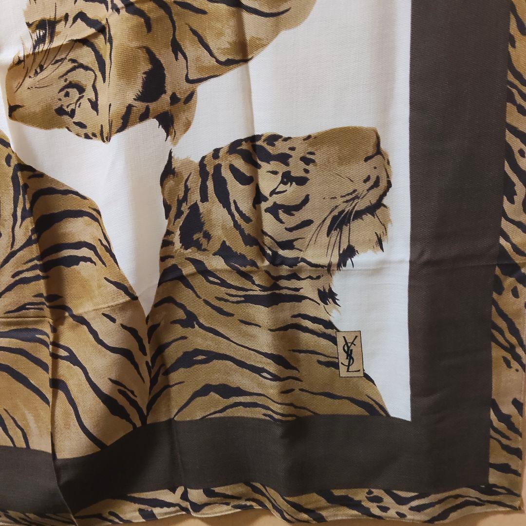 OLD イヴサンローラン ストール 大判 レオパード 虎 トラ タイガー ウール
