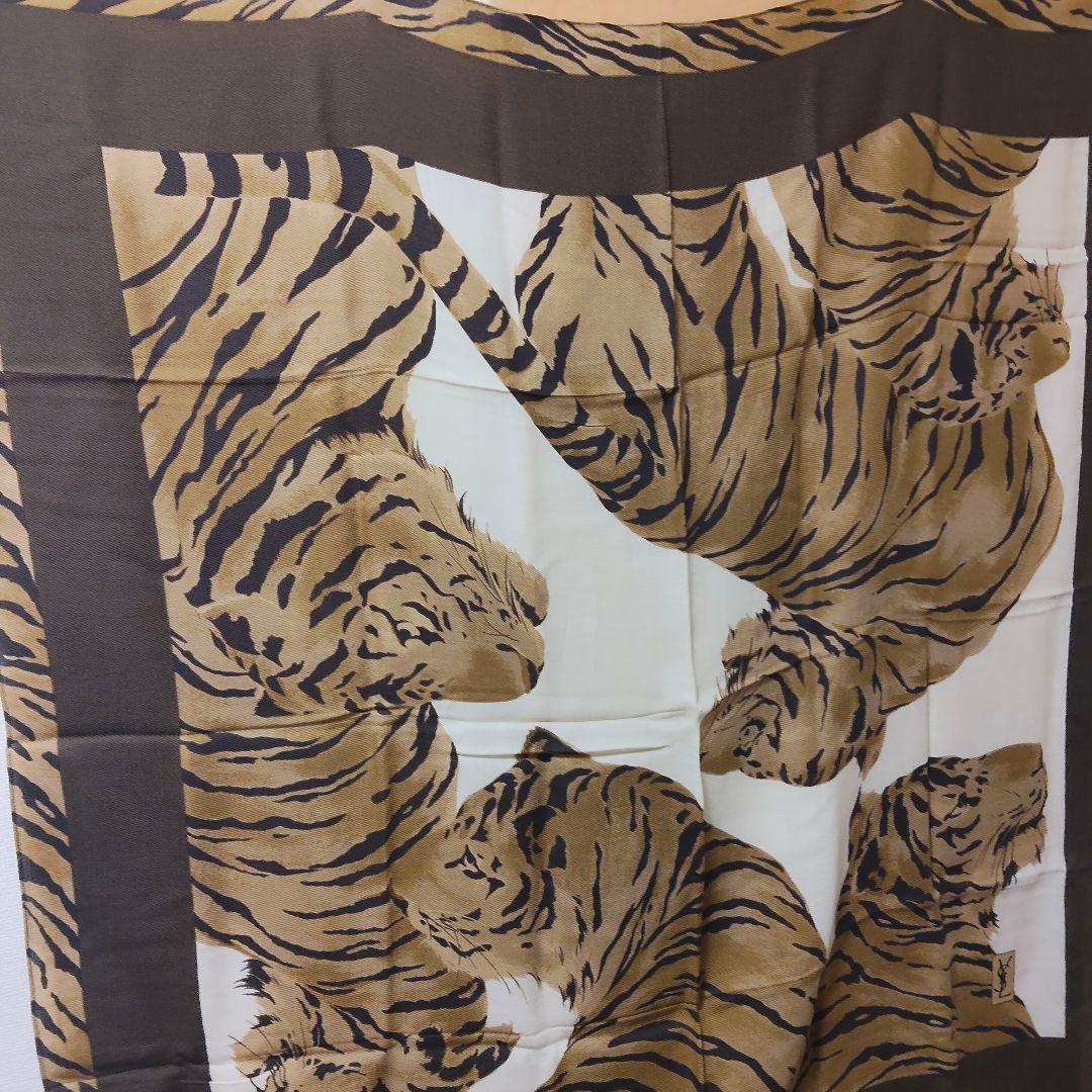 OLD イヴサンローラン ストール 大判 レオパード 虎 トラ タイガー ウール