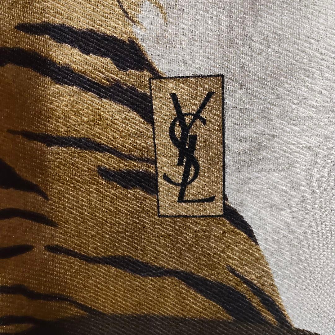 OLD イヴサンローラン ストール 大判 レオパード 虎 トラ タイガー ウール