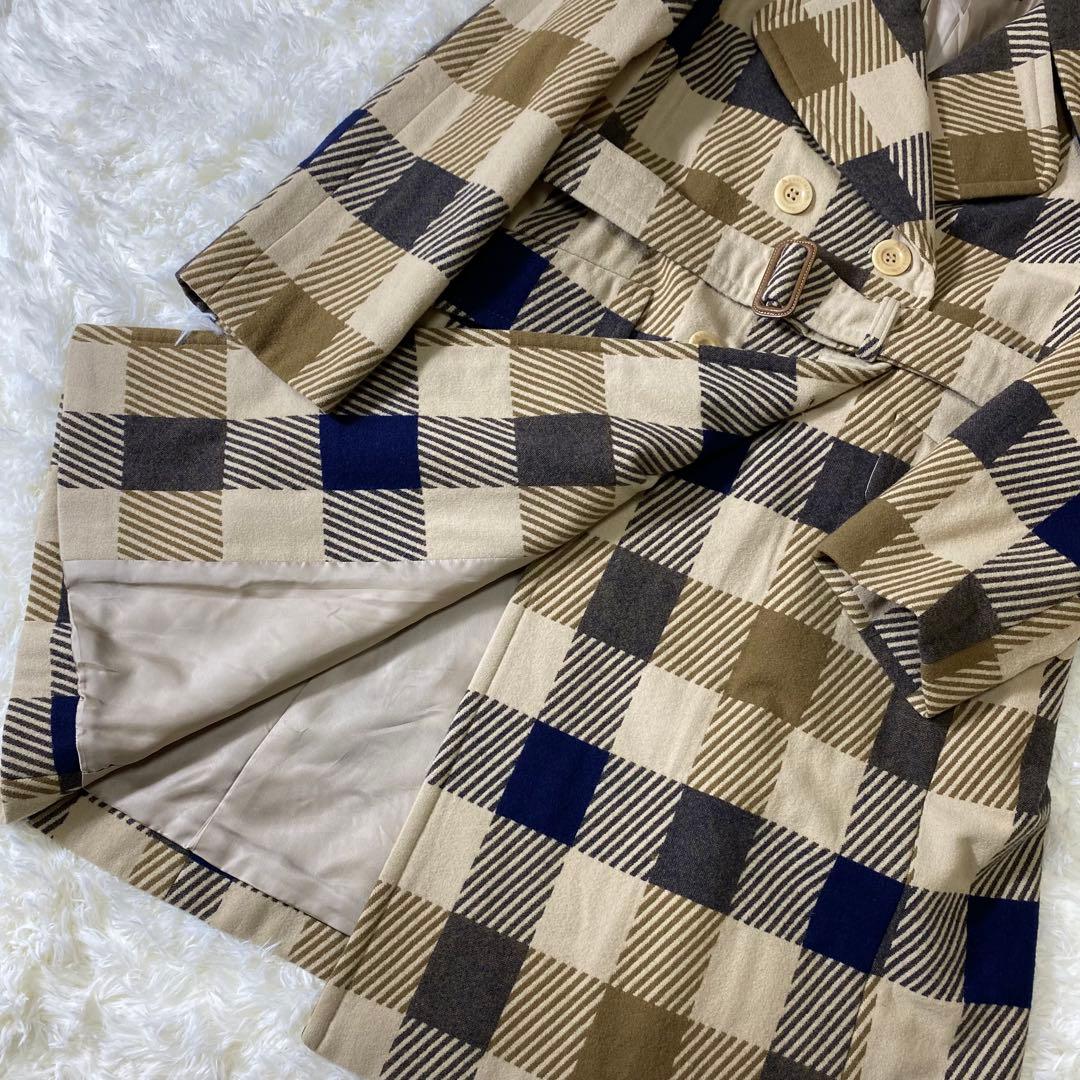 Aquascutum アクアスキュータム ウール トレンチコート チェック 7F