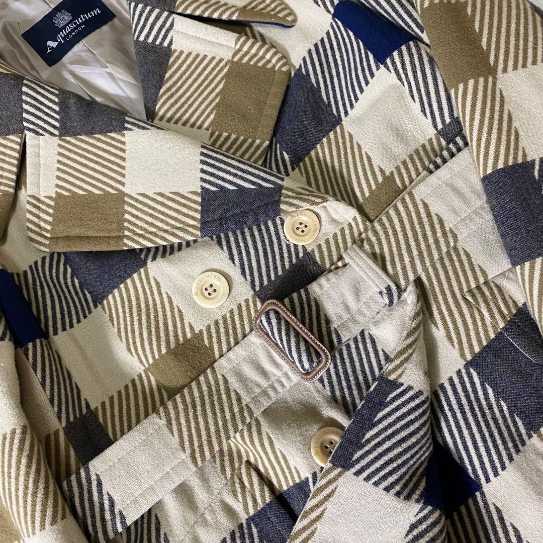 Aquascutum アクアスキュータム ウール トレンチコート チェック 7F
