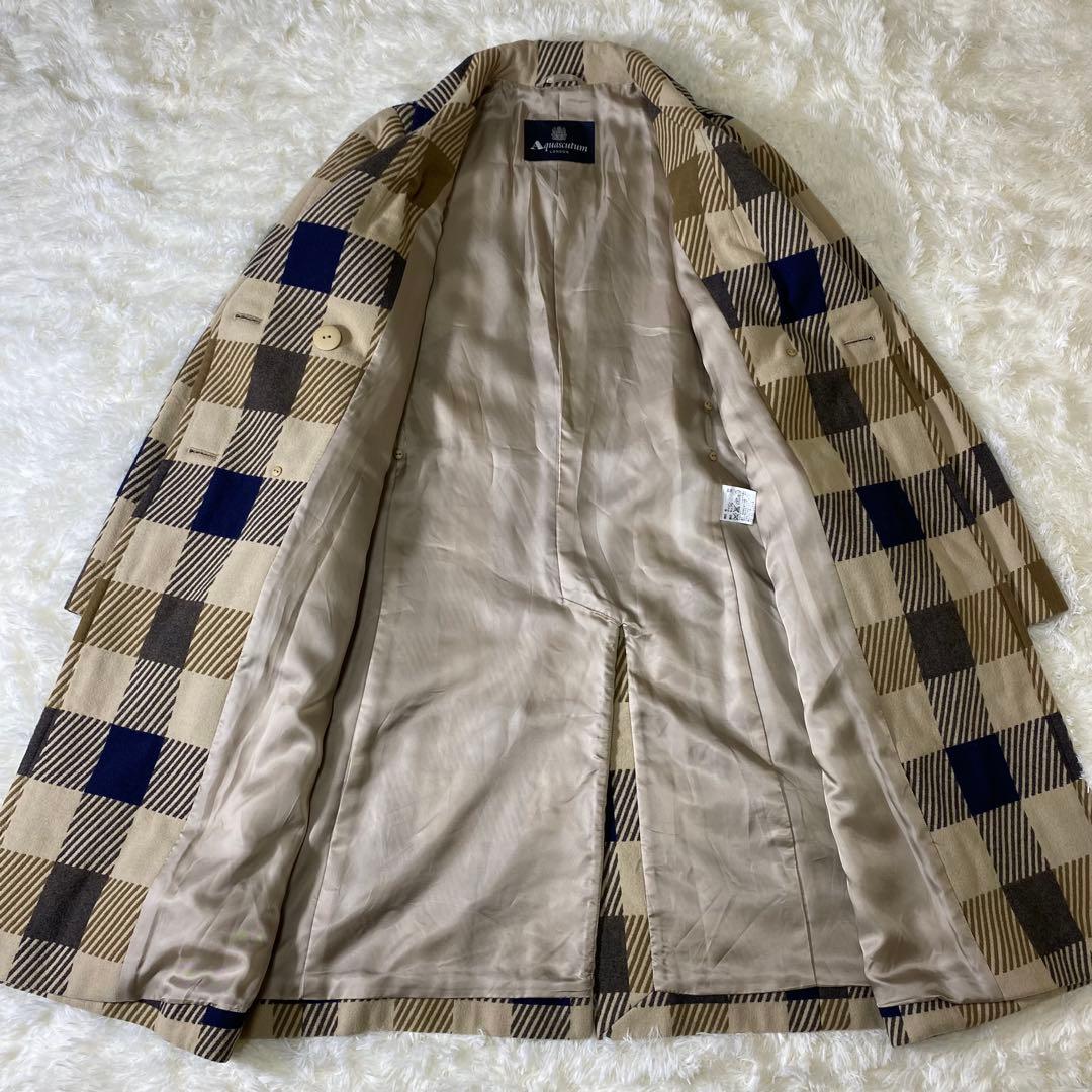 Aquascutum アクアスキュータム ウール トレンチコート チェック 7F