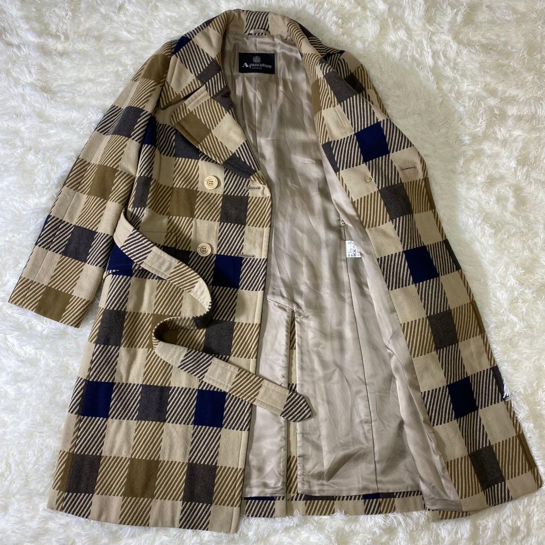 Aquascutum アクアスキュータム ウール トレンチコート チェック 7F