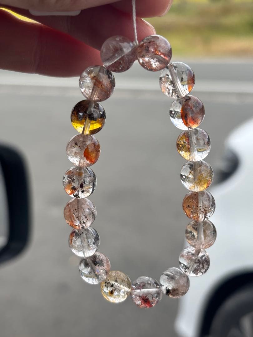 6*3様 ピンクパイライトインクォーツ　10ミリ　内径16センチ　透明感抜群