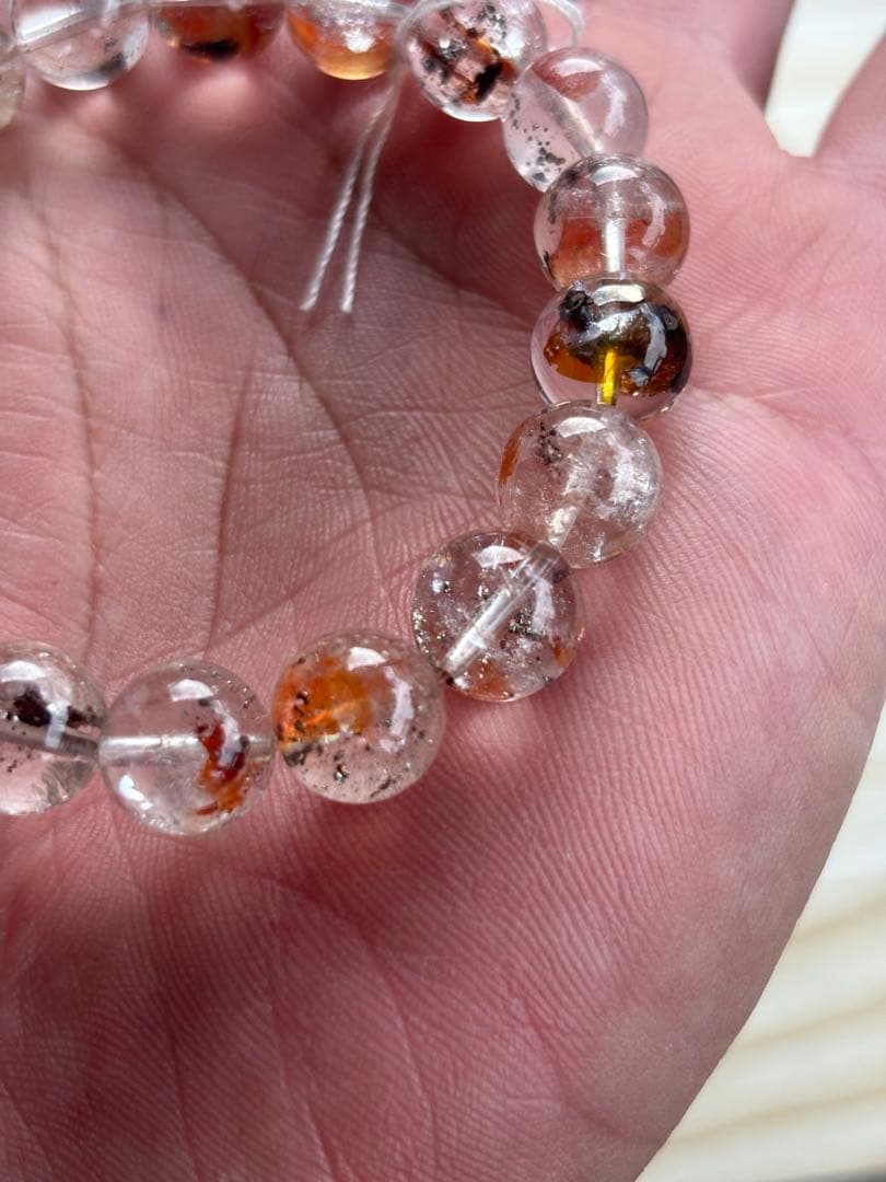 6*3様 ピンクパイライトインクォーツ　10ミリ　内径16センチ　透明感抜群