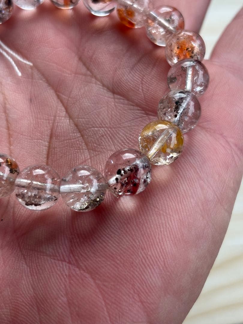 6*3様 ピンクパイライトインクォーツ　10ミリ　内径16センチ　透明感抜群