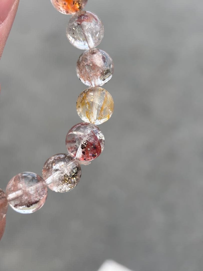 6*3様 ピンクパイライトインクォーツ　10ミリ　内径16センチ　透明感抜群