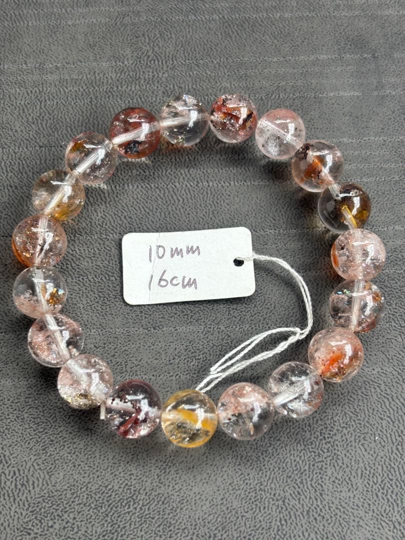 6*3様 ピンクパイライトインクォーツ　10ミリ　内径16センチ　透明感抜群