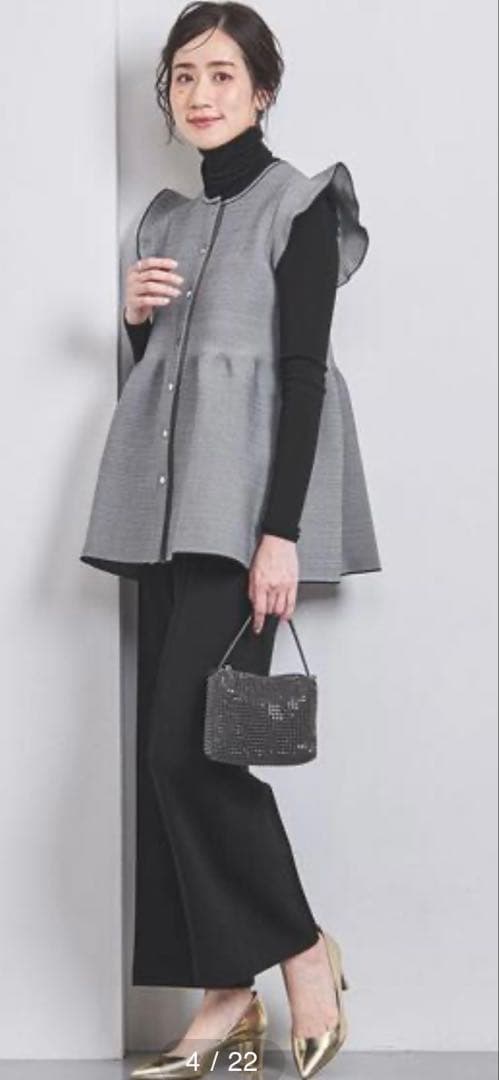 タイムセール！ユナイテッドアローズ新品ペプラムフリルスリーブ ジャカード ベスト