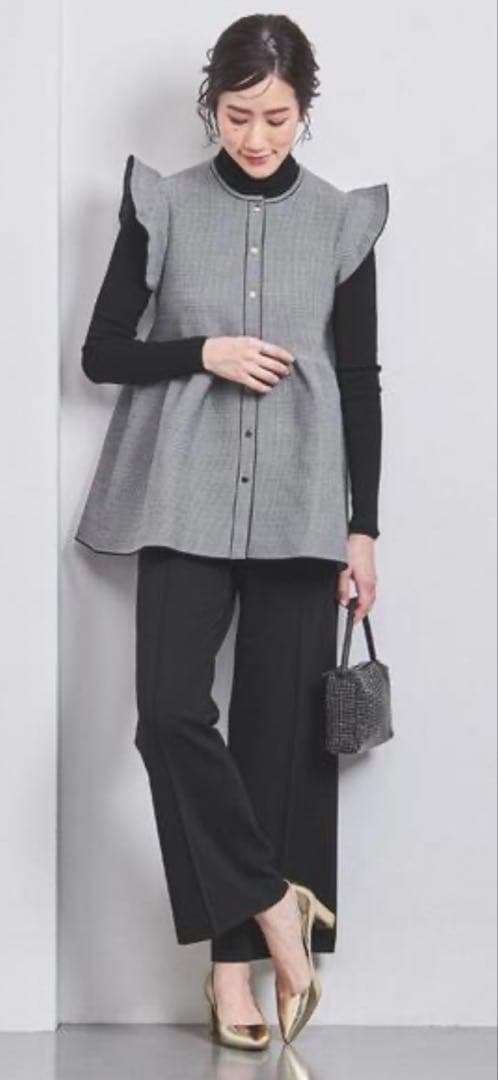 タイムセール！ユナイテッドアローズ新品ペプラムフリルスリーブ ジャカード ベスト