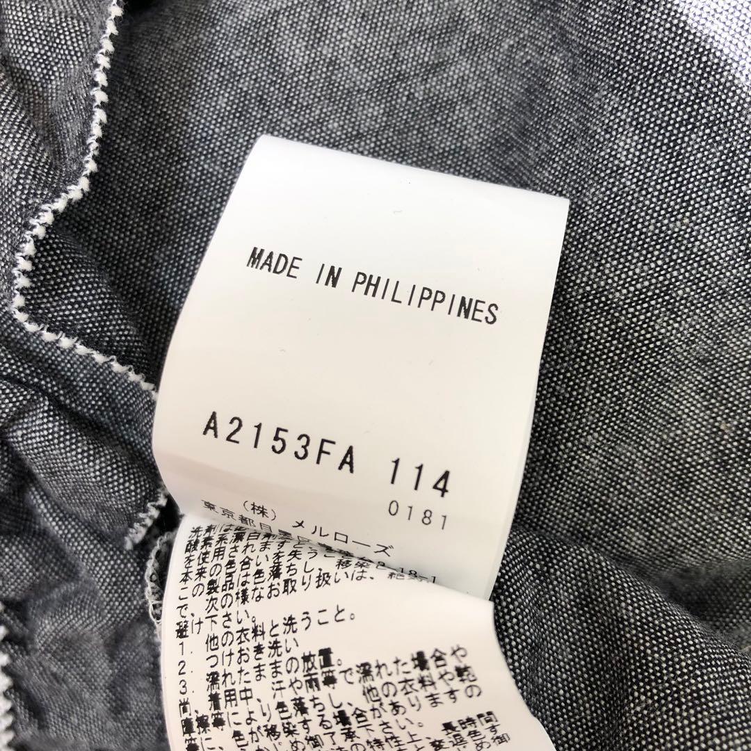 美品 PINK HOUSE ロゴ刺繍ダンガリーワンピース F グレー