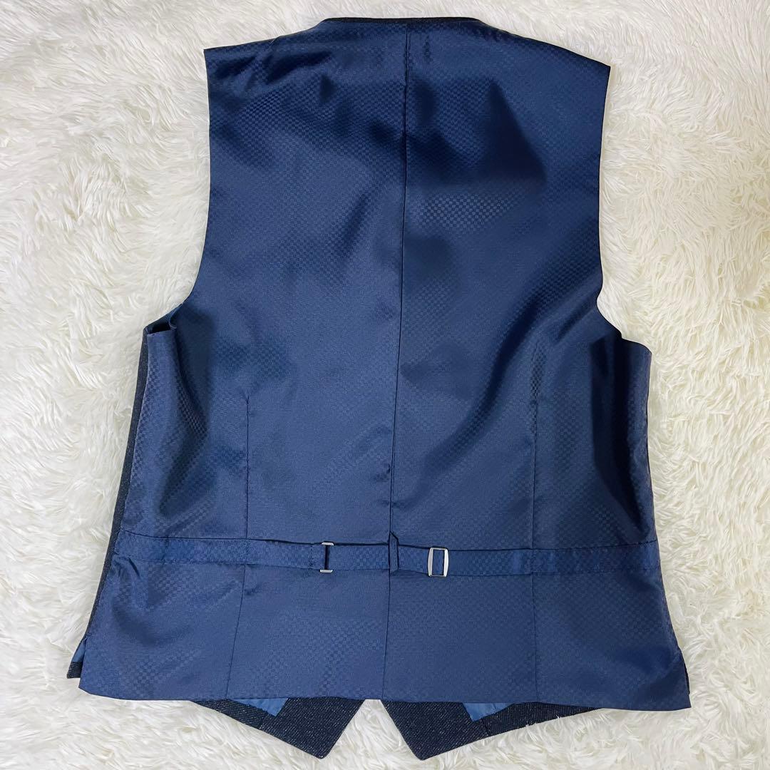 美品 オックスフォードクラシック 3ピース スーツ 紺 ウール混 96A7 XL