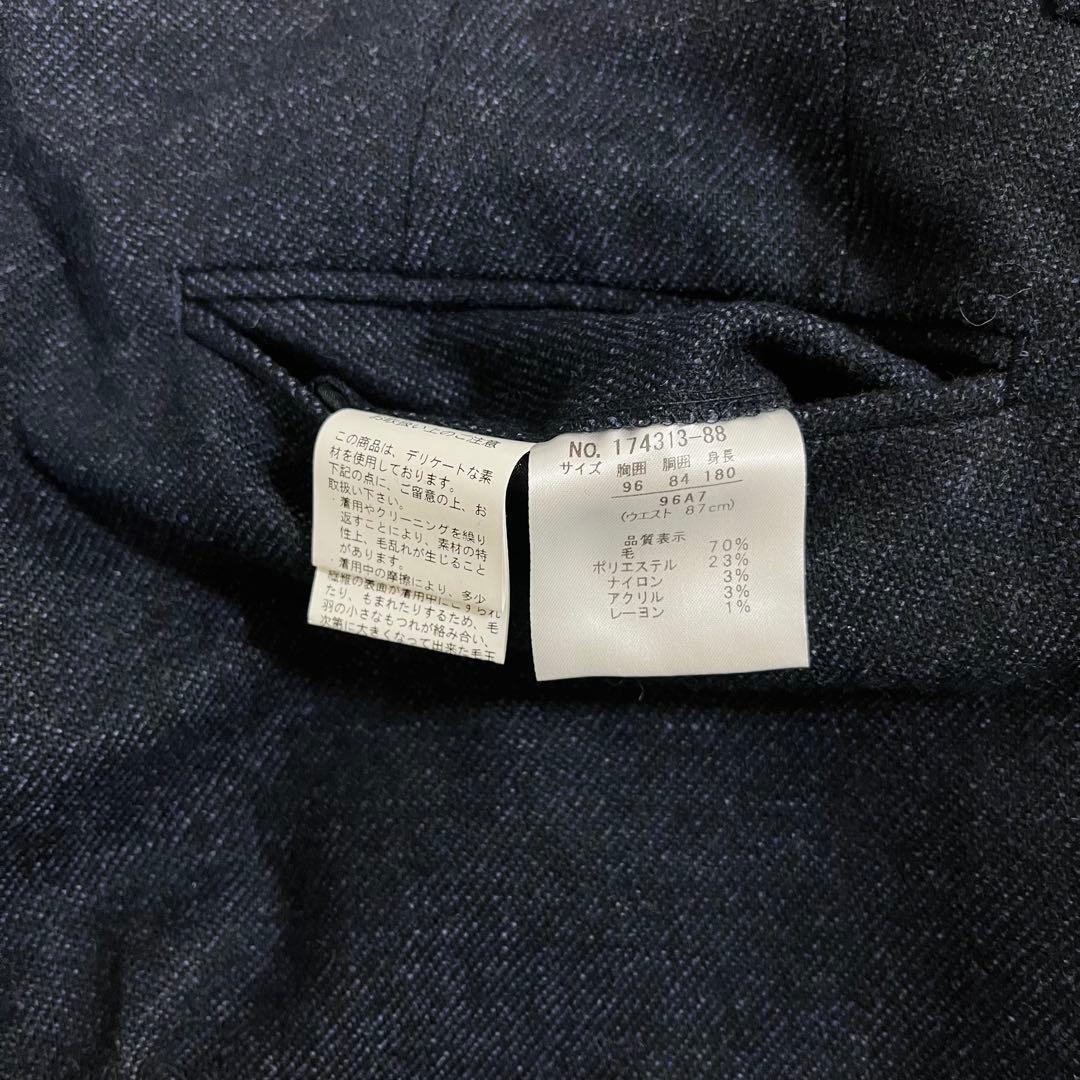 美品 オックスフォードクラシック 3ピース スーツ 紺 ウール混 96A7 XL