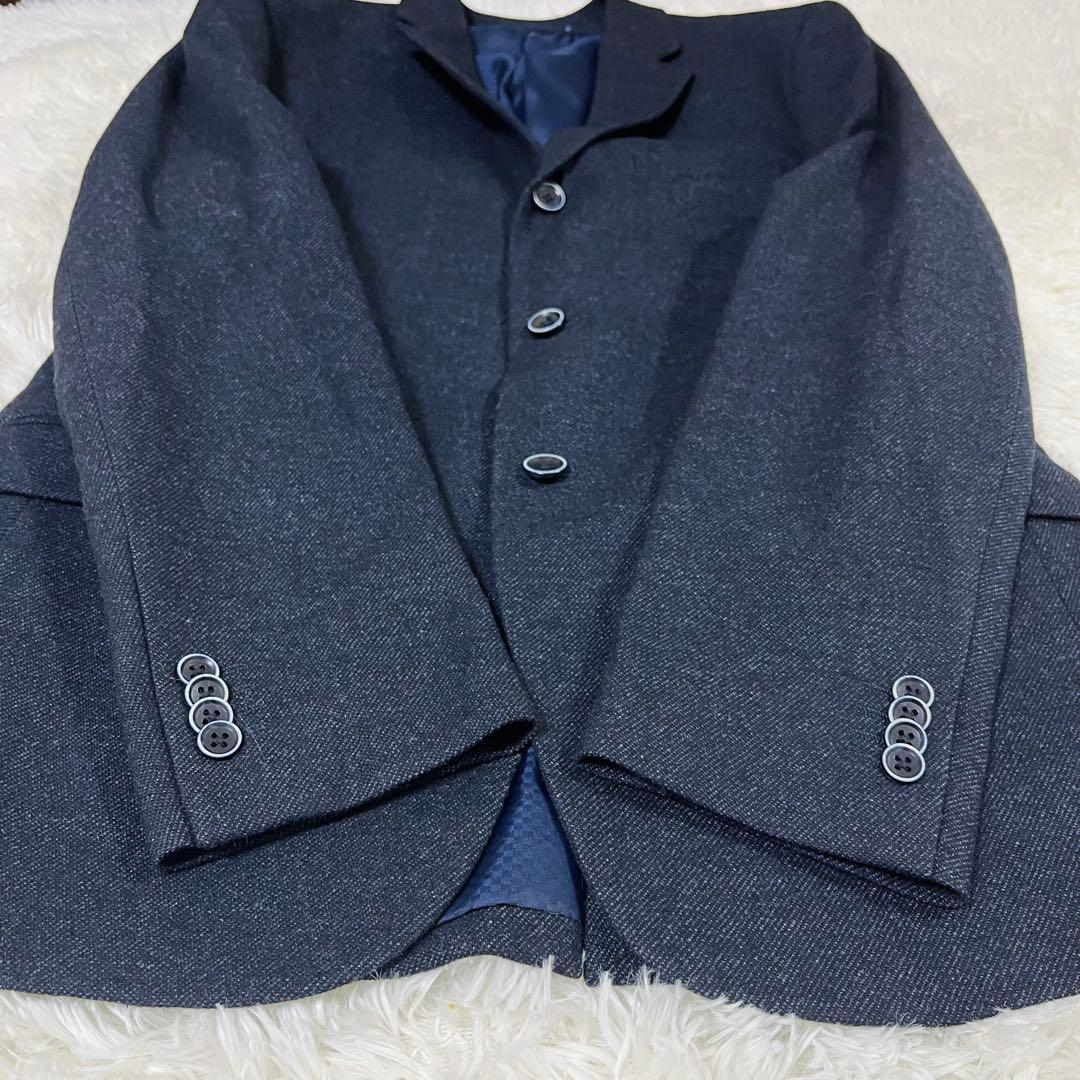 美品 オックスフォードクラシック 3ピース スーツ 紺 ウール混 96A7 XL