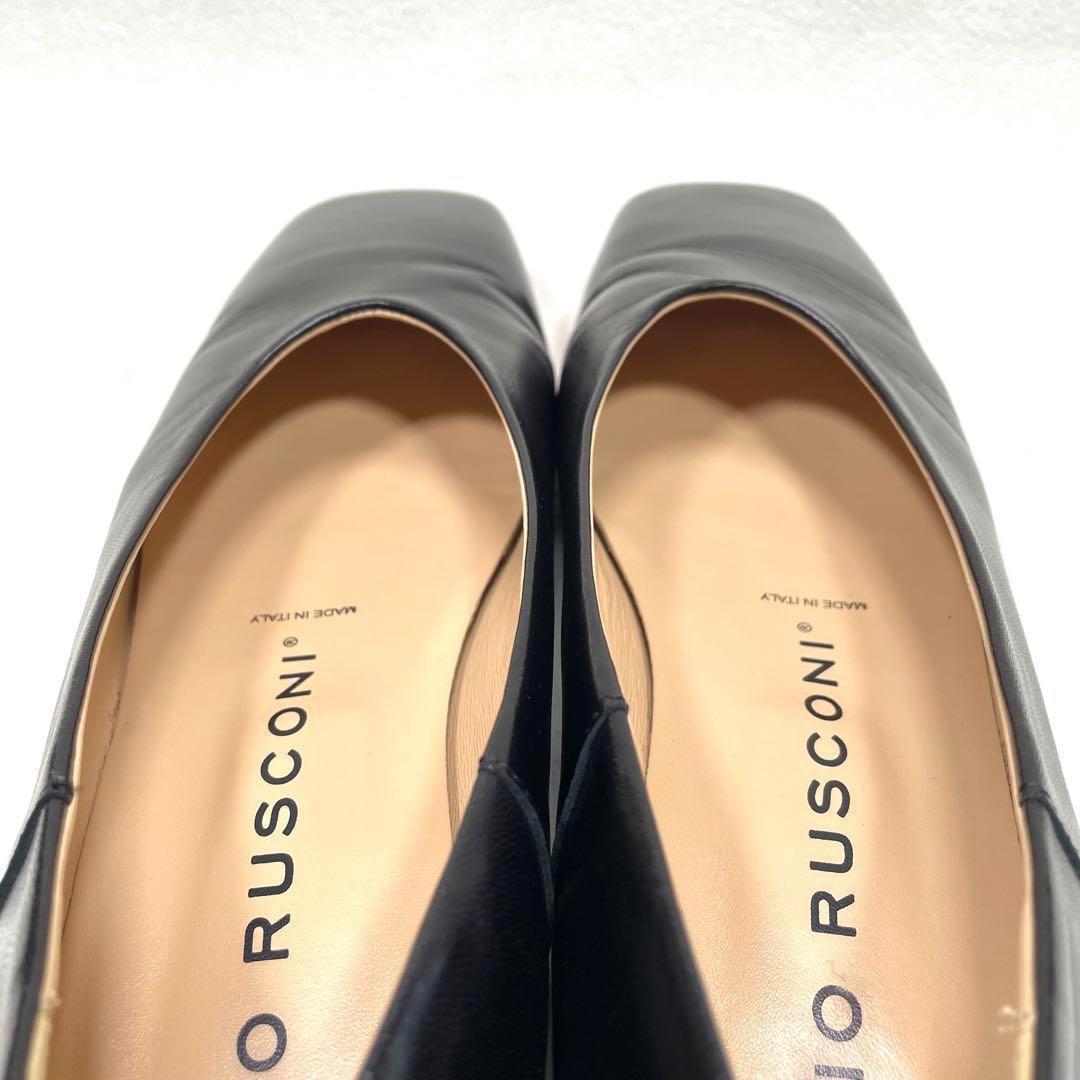 極美品✨ファビオルスコーニ スクエアトゥ フラット パンプス ブラック 38