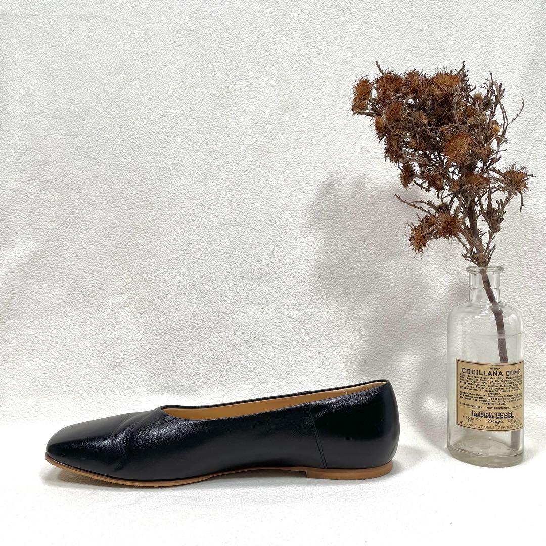 極美品✨ファビオルスコーニ スクエアトゥ フラット パンプス ブラック 38