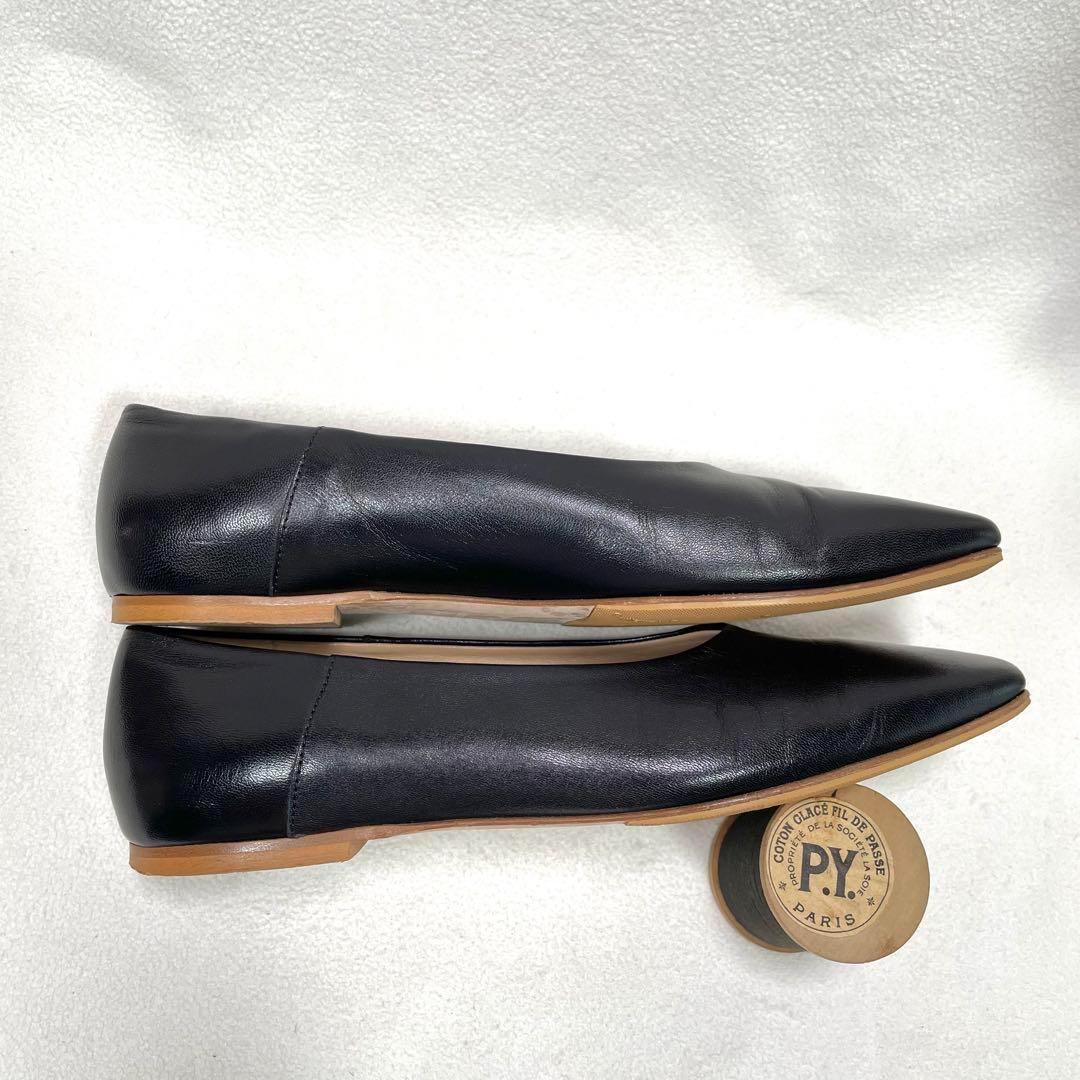 極美品✨ファビオルスコーニ スクエアトゥ フラット パンプス ブラック 38