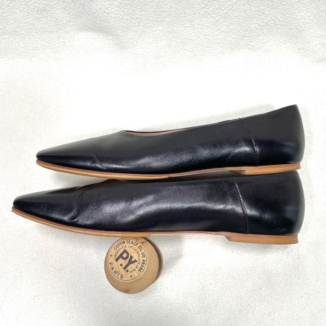 極美品✨ファビオルスコーニ スクエアトゥ フラット パンプス ブラック 38