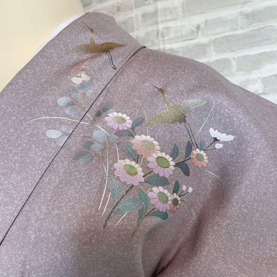 訪問着　フルセット　鶴　飛び立つ鶴　金彩加工　螺鈿加工　入学式　卒業式　Q5