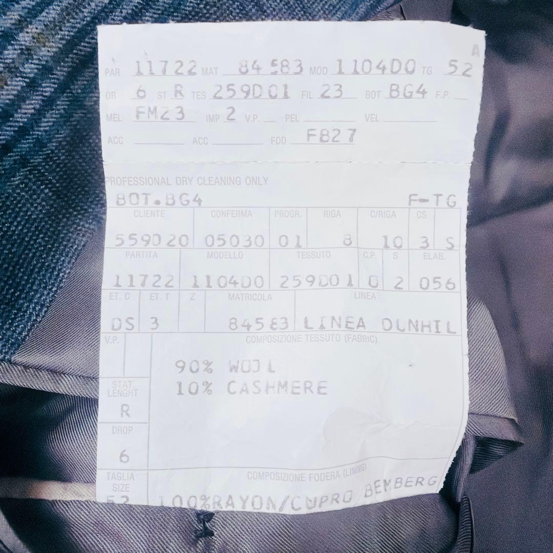 現行 極美品 dunhill カシミヤ混 テーラード ジャケット チェック XL