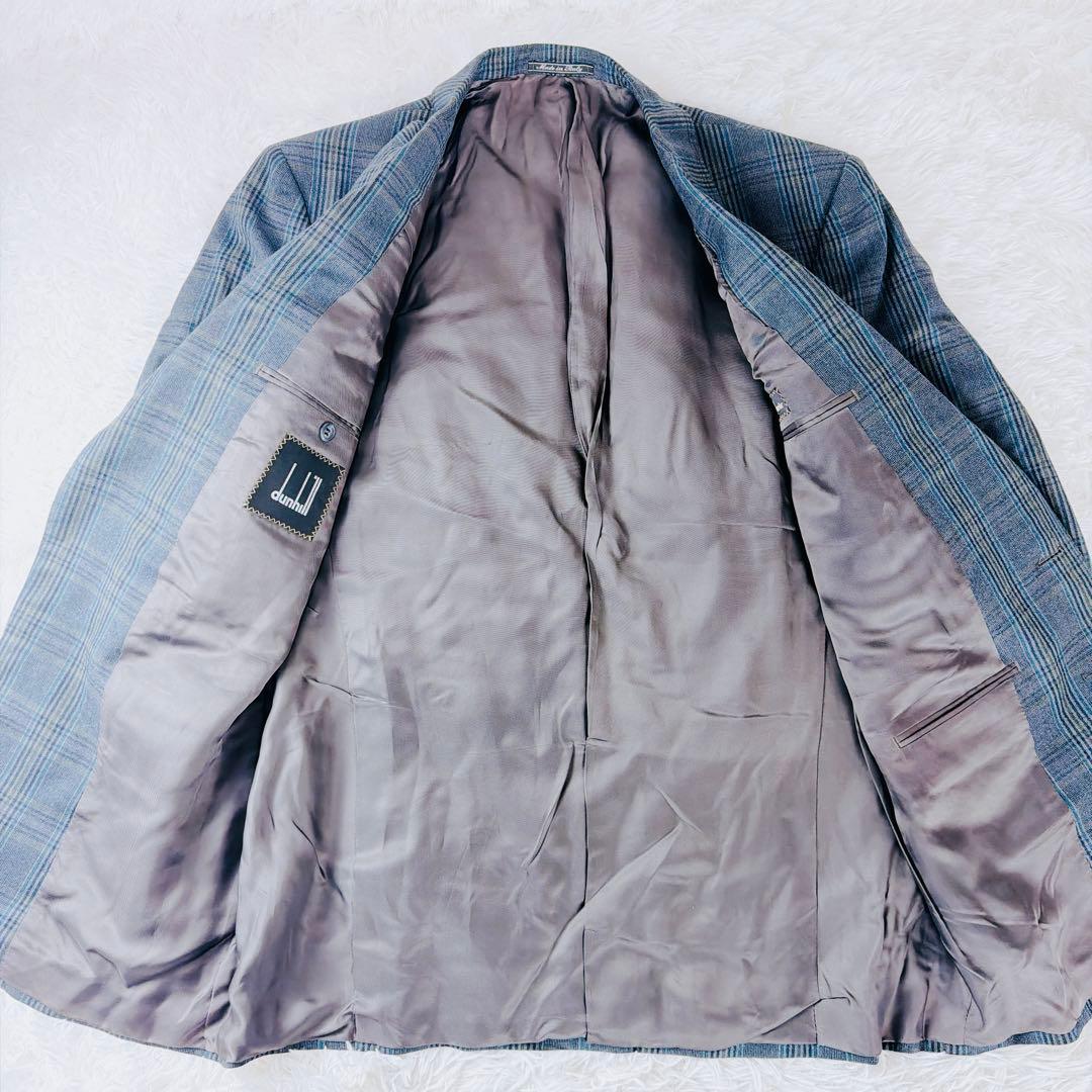 現行 極美品 dunhill カシミヤ混 テーラード ジャケット チェック XL