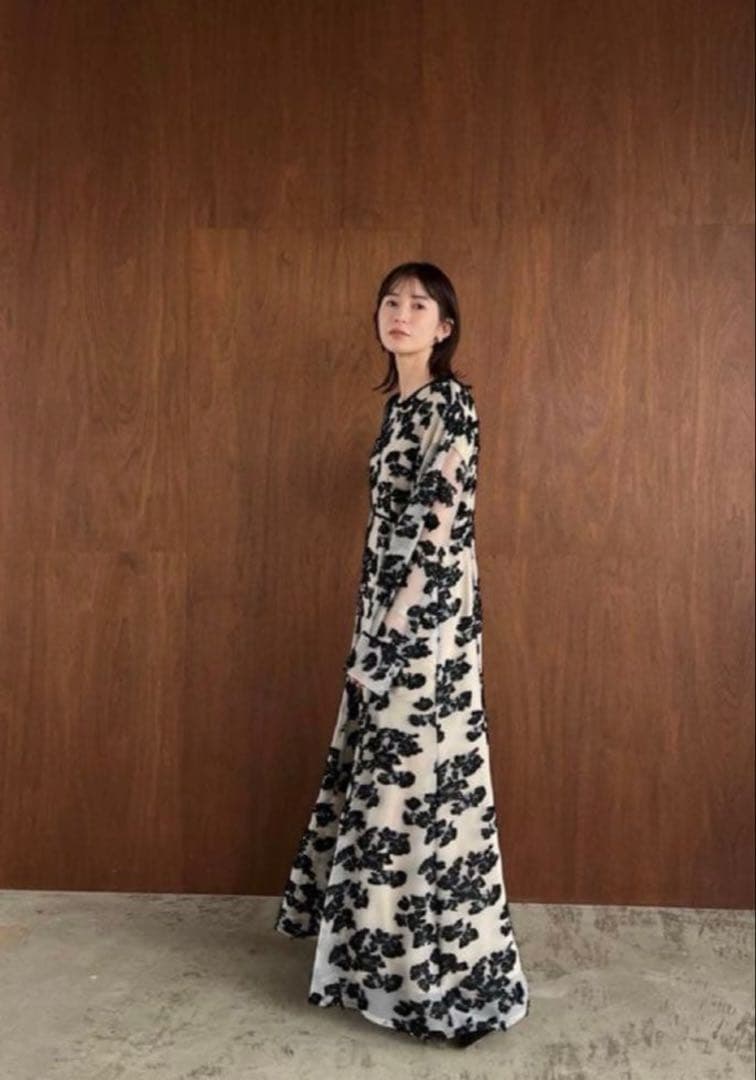 CLANE フラワー刺繍ロングドレス