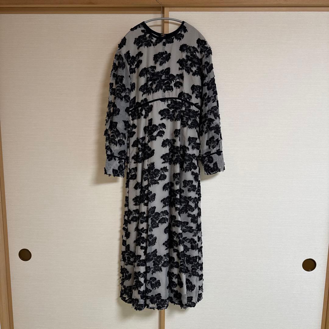 CLANE フラワー刺繍ロングドレス