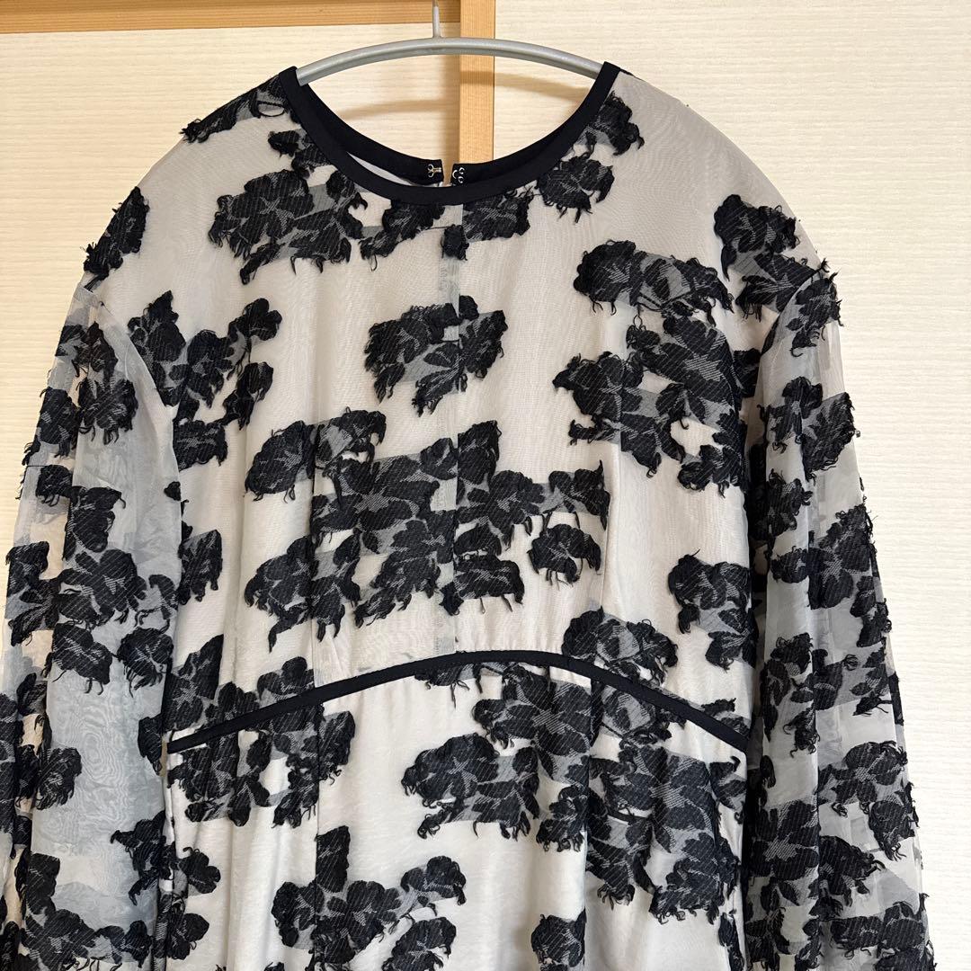 CLANE フラワー刺繍ロングドレス