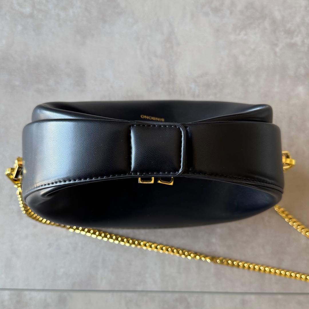 SINBONG ブラックレザー ショルダーバッグ