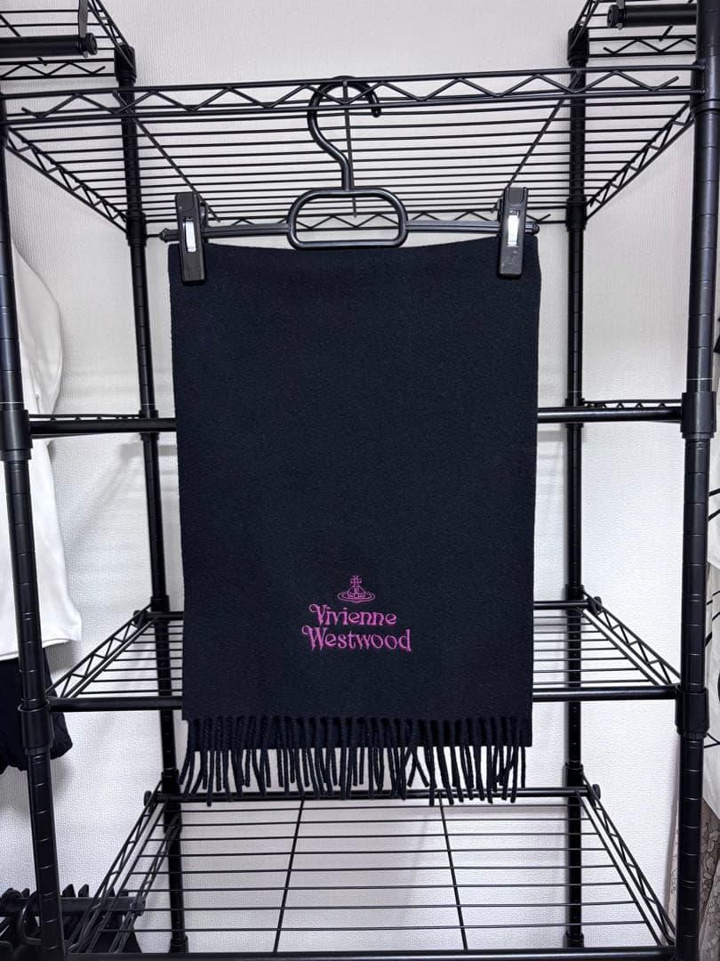 Vivienne Westwood 黒 紫マフラー フリンジ付き　新品未使用