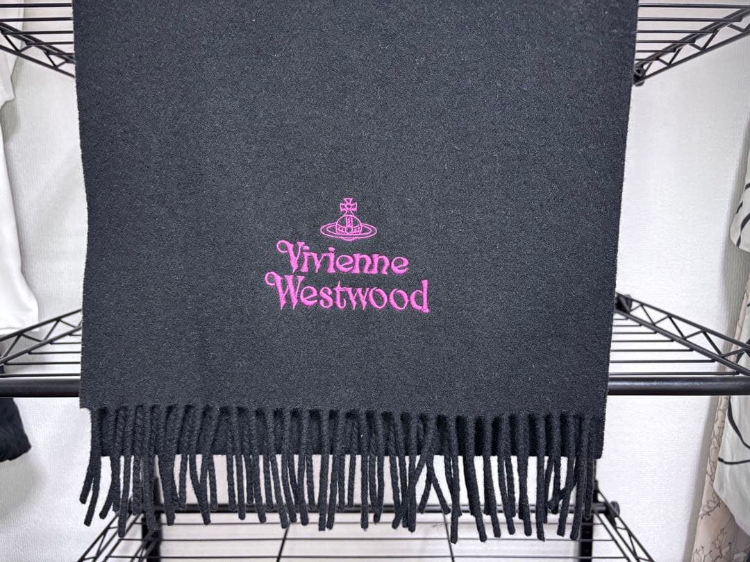 Vivienne Westwood 黒 紫マフラー フリンジ付き　新品未使用