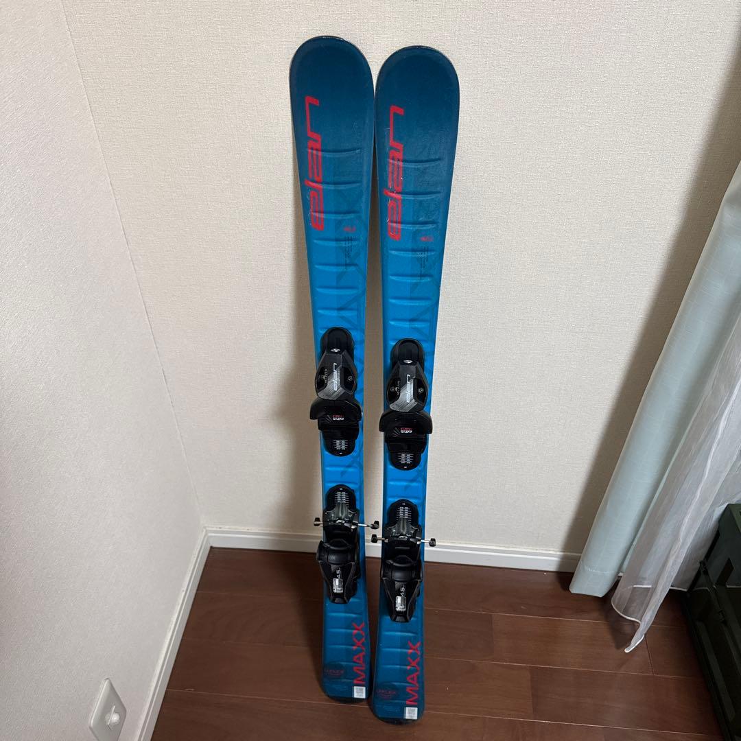 こー　Elan スキー板 青/赤 バインディング付き　110cm