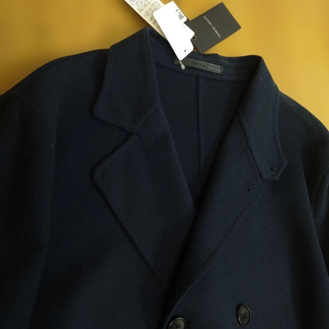 Giorgio Armani ネイビー ダブルブレストカシミヤコート　Мサイズ