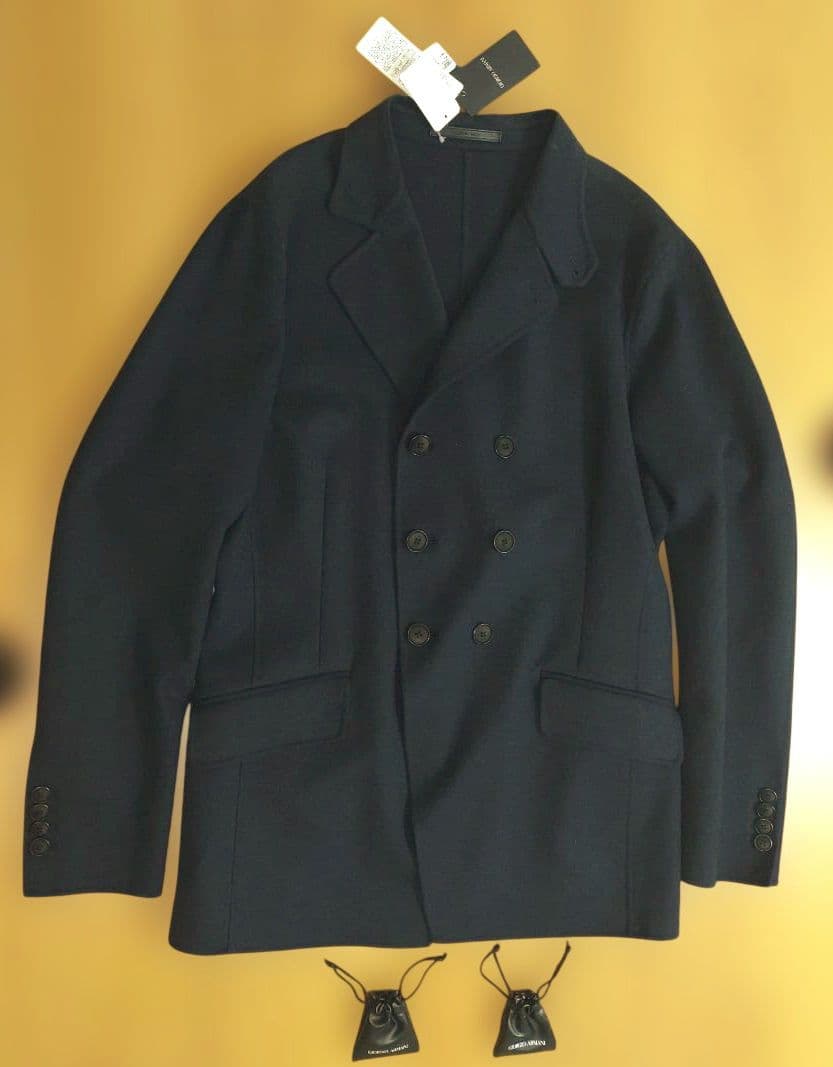 Giorgio Armani ネイビー ダブルブレストカシミヤコート　Мサイズ