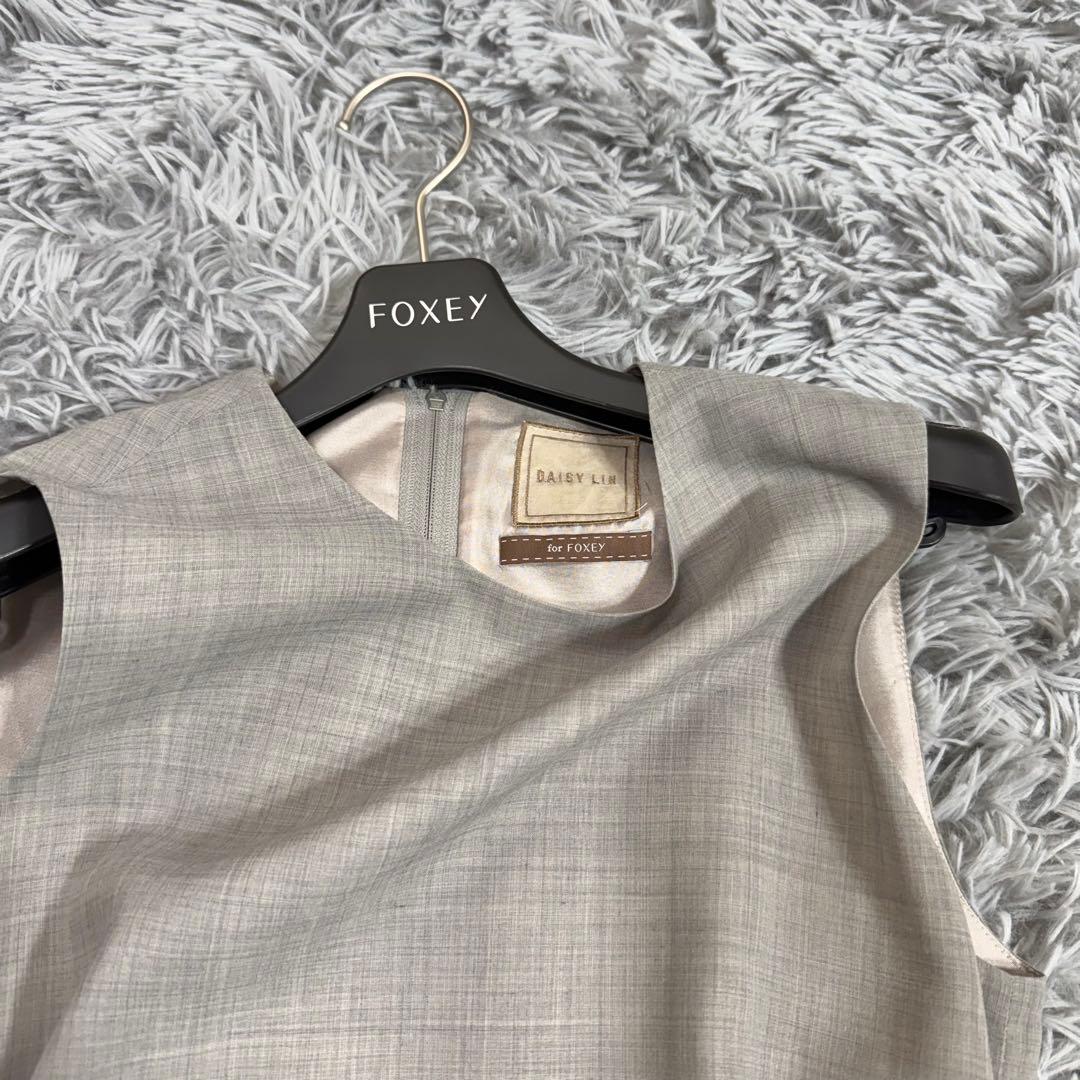 美品✨フォクシー デイジーリン プリーツワンピースドレス 洗える グレー 38