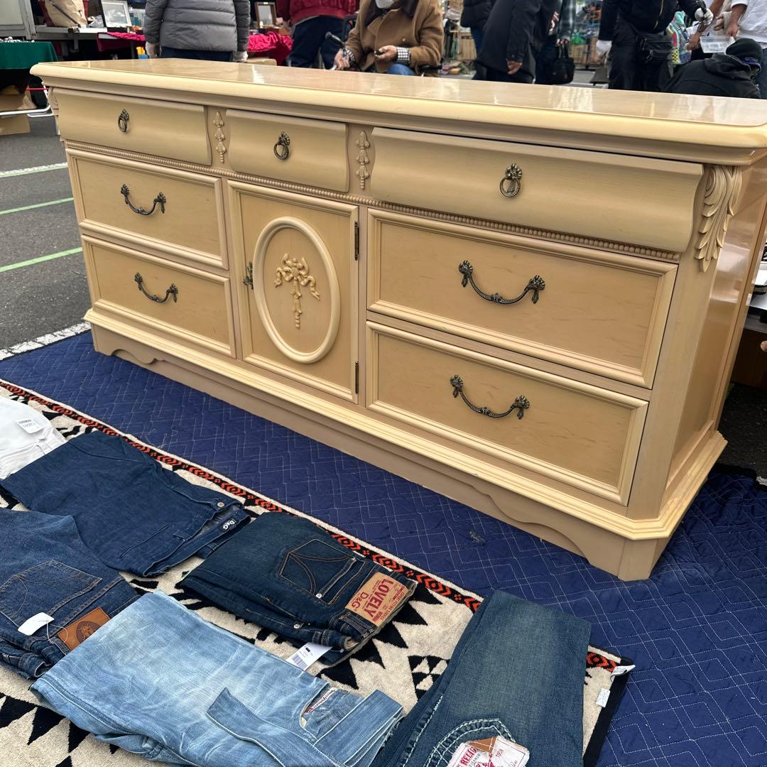 クラシックスタイル 木製箪笥 クリーム色 6引き出しリンホーリン近県限定