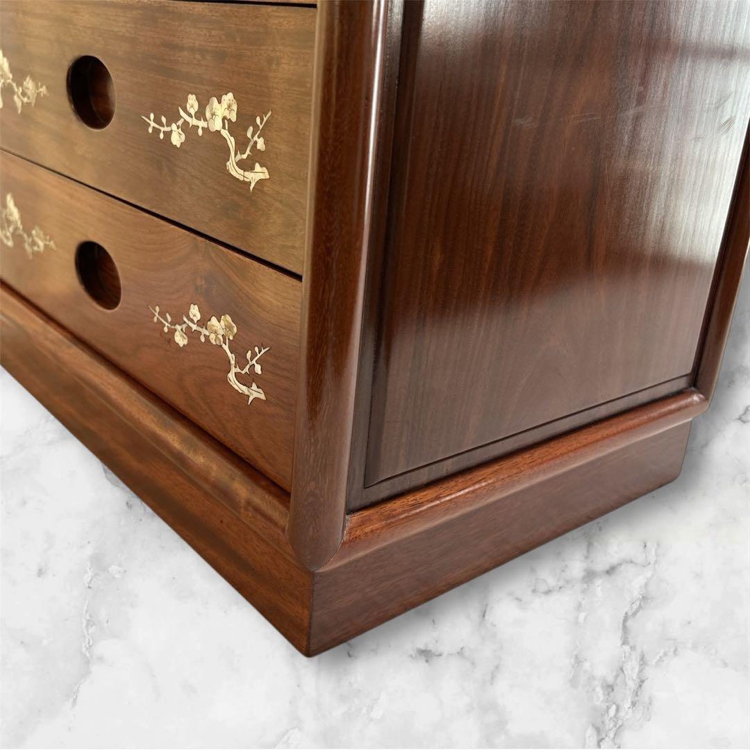 骨董品 螺鈿細工 チェスト タンス 五段チェスト 小物収納 木製 引き出し 螺鈿