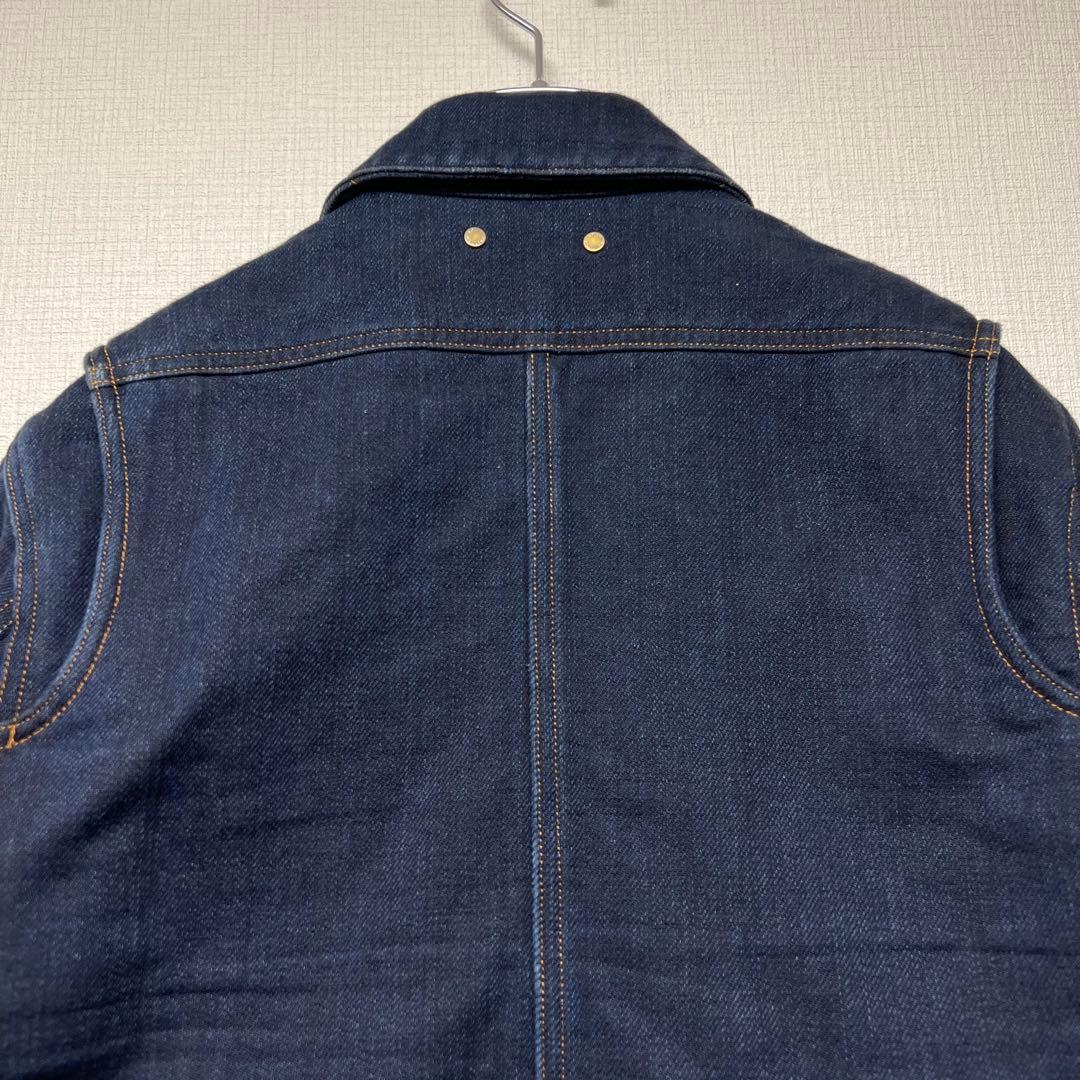 【濃紺／ロゴパッチ】ルイヴィトン デニムジャケット ブルゾン レザー装飾 44